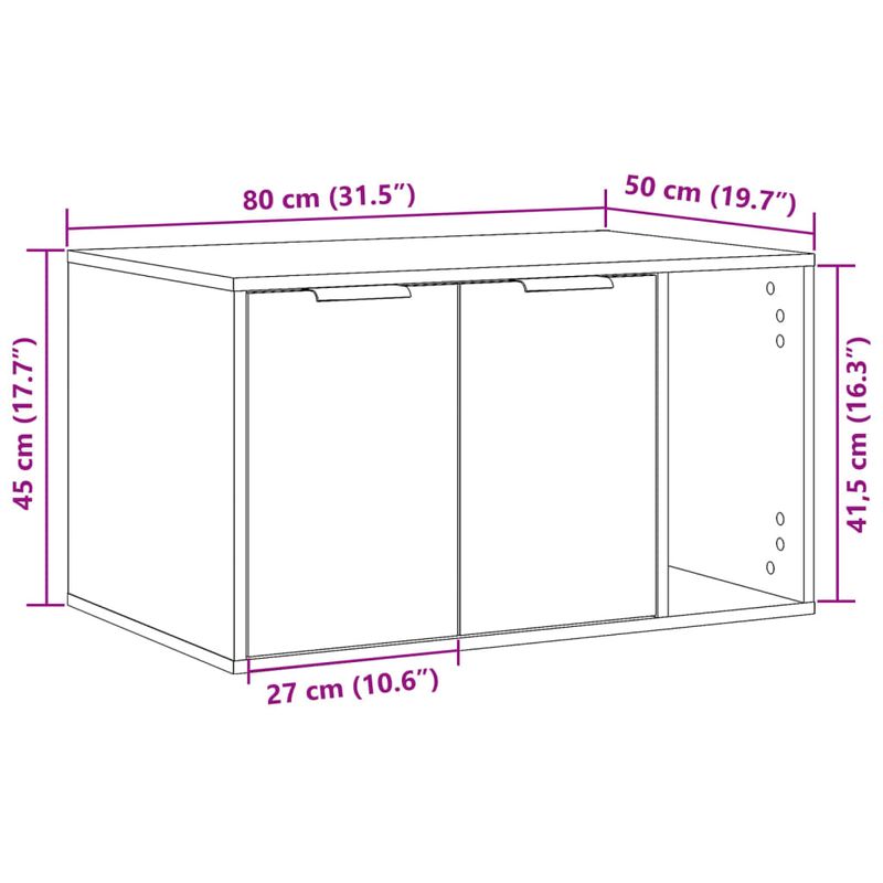 Petshop - Ingrijire si Igiena - Litiere si accesorii - Litiere acoperite - Cutie litiera pisici stejar sonoma 80x50x45 cm lemn prelucrat - Infinity.ro