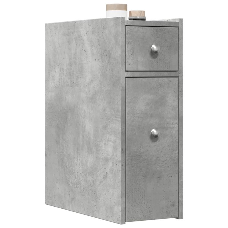 Casa si Gradina - Mobilier - Dulapuri si sifoniere - Dulapuri - Dulap de baie ingust cu roti, gri beton, lemn prelucrat - Infinity.ro