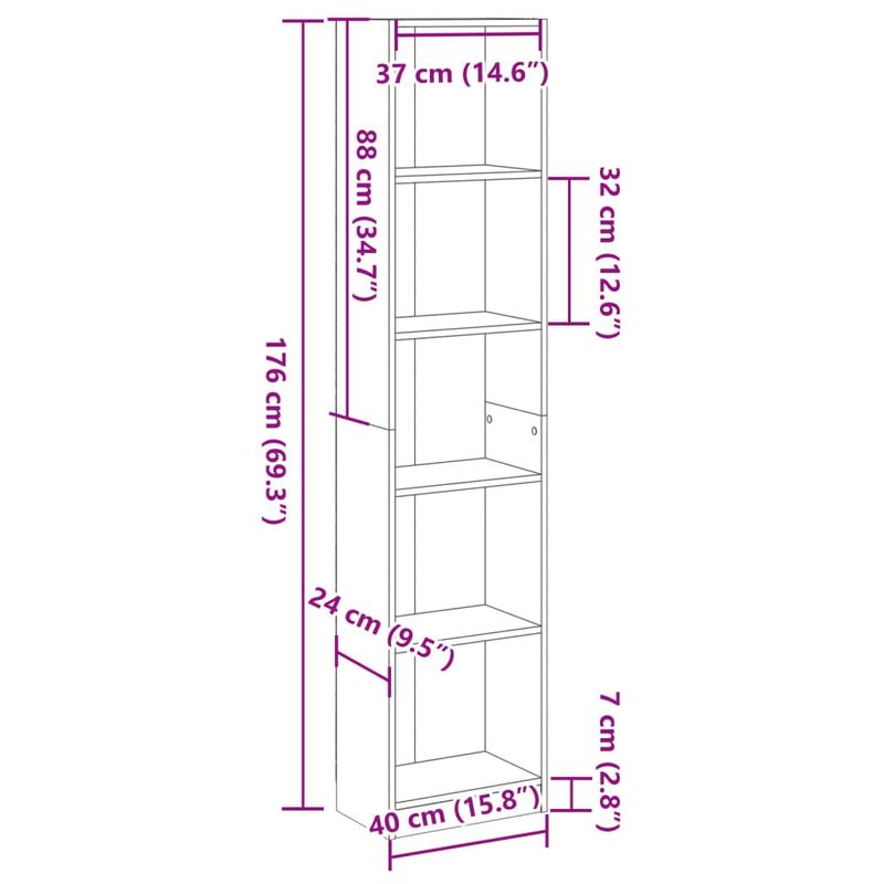 Casa si Gradina - Mobilier - Biblioteci si rafturi - Biblioteci - Biblioteca, stejar sonoma, 40x24x176 cm, lemn prelucrat - Infinity.ro