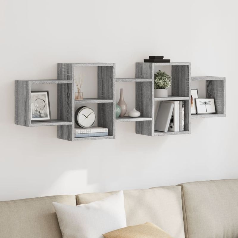 Casa si Gradina - Mobilier - Biblioteci si rafturi - Rafturi - Raft de perete, gri sonoma, 129x18x42 cm, lemn prelucrat - Infinity.ro