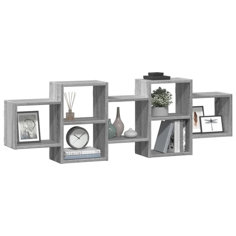 Casa si Gradina - Mobilier - Biblioteci si rafturi - Rafturi - Raft de perete, gri sonoma, 129x18x42 cm, lemn prelucrat - Infinity.ro