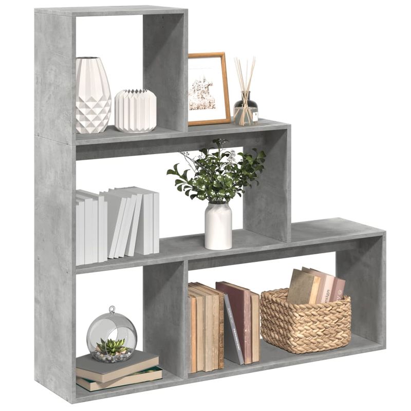 Casa si Gradina - Mobilier - Biblioteci si rafturi - Biblioteci - Biblioteca/separator 3 niveluri gri beton 123x29x123 cm lemn - Infinity.ro