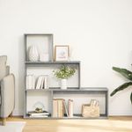 Casa si Gradina - Mobilier - Biblioteci si rafturi - Biblioteci - Biblioteca/separator 3 niveluri gri beton 123x29x123 cm lemn - Infinity.ro