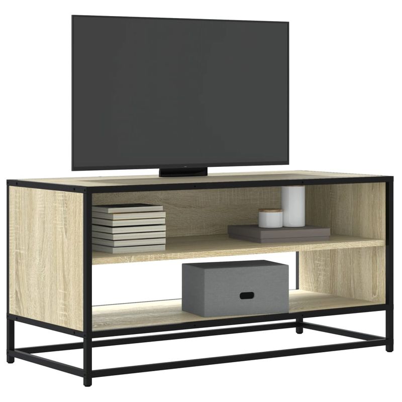 Casa si Gradina - Mobilier - Comode si corpuri - Comode - Comoda TV, stejar sonoma, 91x40x46 cm, lemn prelucrat si metal - Infinity.ro