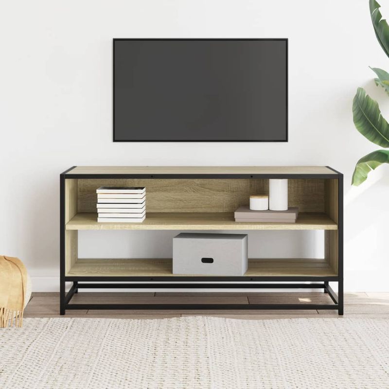 Casa si Gradina - Mobilier - Comode si corpuri - Comode - Comoda TV, stejar sonoma, 91x40x46 cm, lemn prelucrat si metal - Infinity.ro