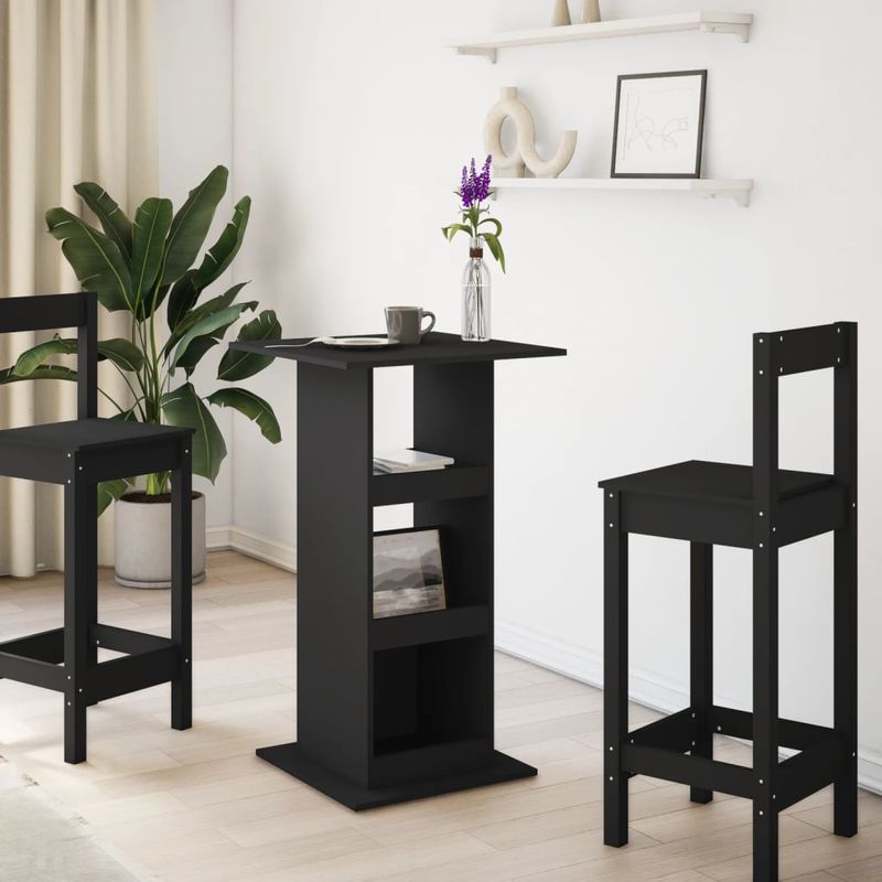 Casa si Gradina - Mobilier - Mese si birouri - Mese bucatarie si dining - Masa de bar cu depozitare, negru, 60x60x102 cm, lemn prelucrat - Infinity.ro