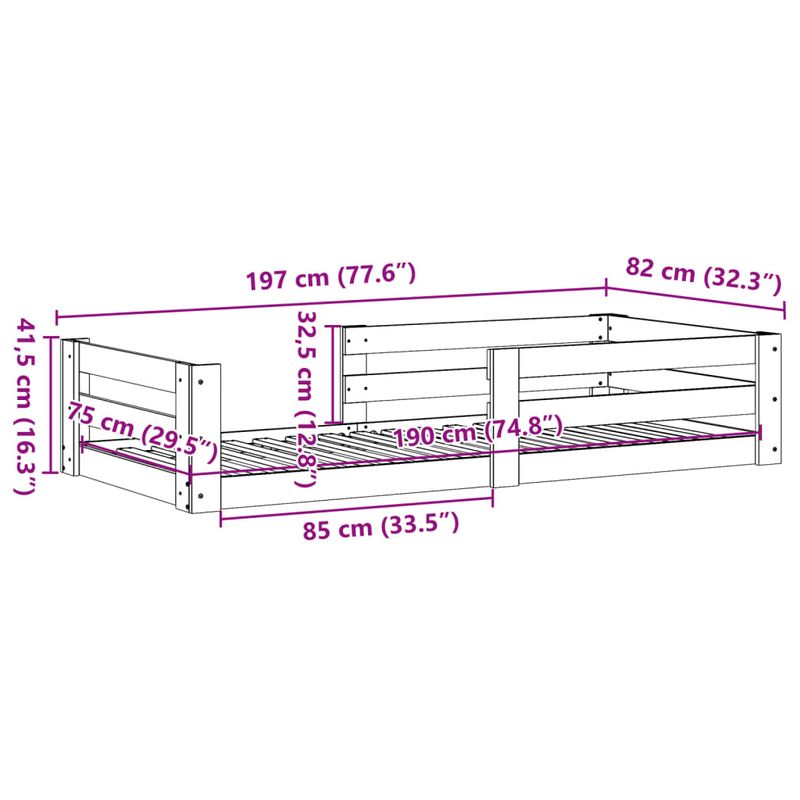 Casa si Gradina - Mobilier - Paturi si accesorii - Paturi - Cadru de pat fara saltea, 75x190 cm, lemn masiv de pin - Infinity.ro