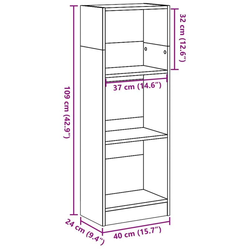 Casa si Gradina - Mobilier - Biblioteci si rafturi - Biblioteci - Biblioteca, gri beton, 40x24x109 cm, lemn prelucrat - Infinity.ro