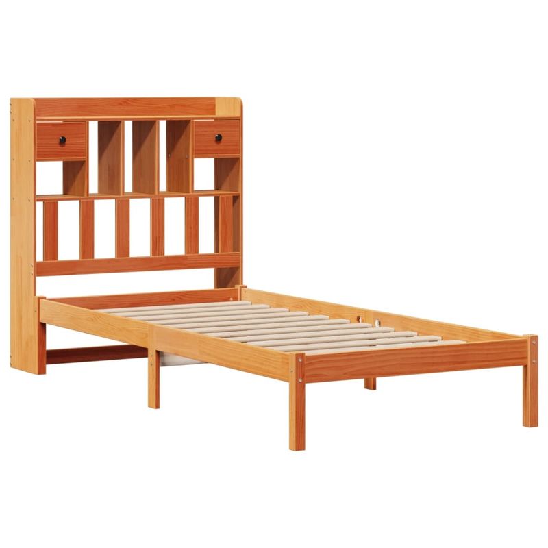 Casa si Gradina - Mobilier - Paturi si accesorii - Paturi - Pat biblioteca fara saltea maro ceruit 75x190 cm lemn masiv pin - Infinity.ro