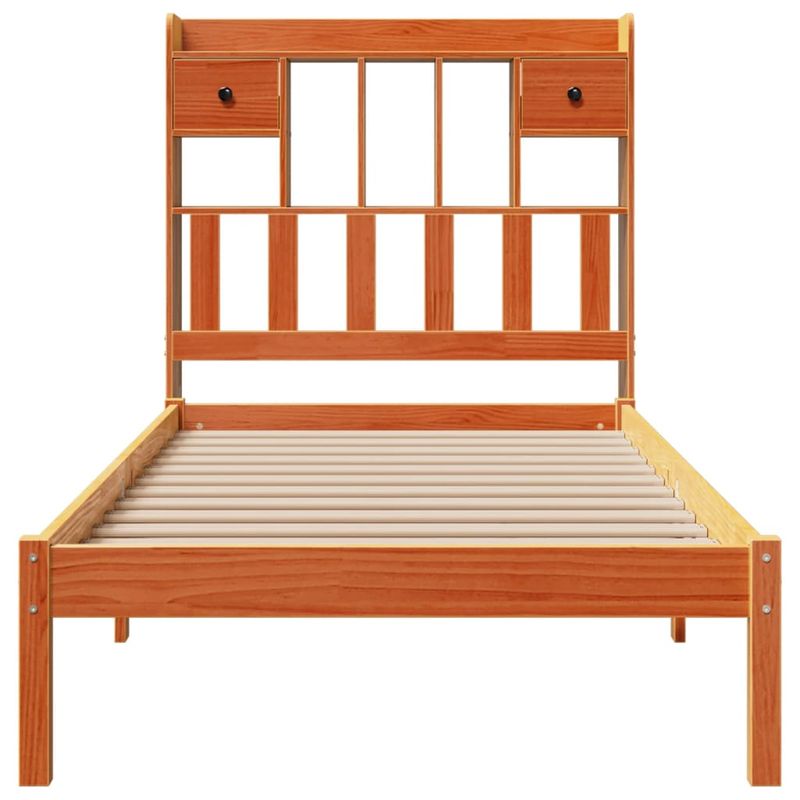 Casa si Gradina - Mobilier - Paturi si accesorii - Paturi - Pat biblioteca fara saltea maro ceruit 75x190 cm lemn masiv pin - Infinity.ro
