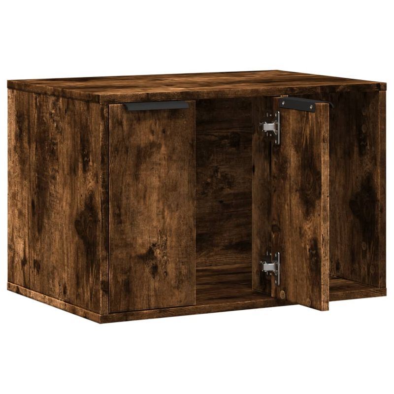 Petshop - Ingrijire si Igiena - Litiere si accesorii - Litiere acoperite - Cutie litiera pisici stejar fumuriu 60x40x40 cm lemn prelucrat - Infinity.ro