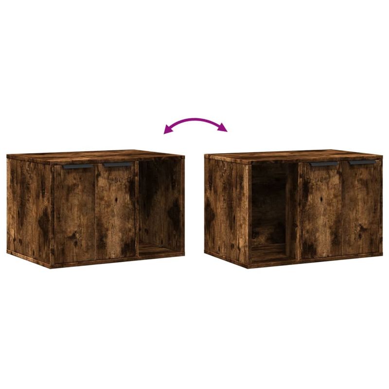Petshop - Ingrijire si Igiena - Litiere si accesorii - Litiere acoperite - Cutie litiera pisici stejar fumuriu 60x40x40 cm lemn prelucrat - Infinity.ro