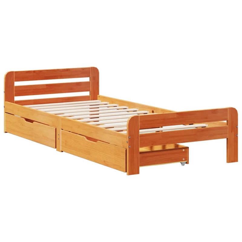 Casa si Gradina - Mobilier - Paturi si accesorii - Paturi - Cadru pat fara saltea, maro ceruit, 75x190 cm, lemn masiv pin - Infinity.ro