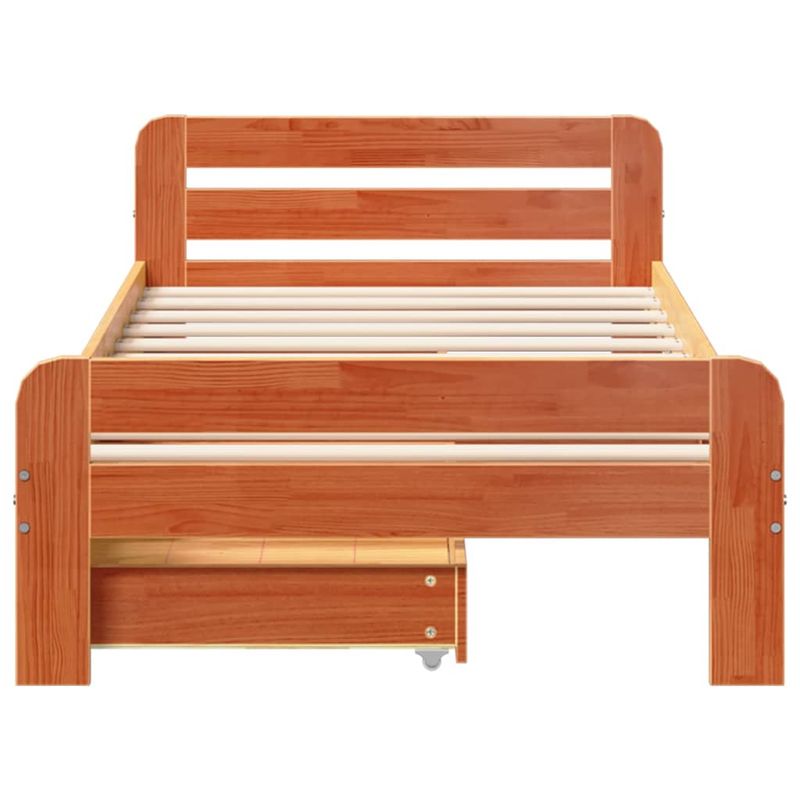 Casa si Gradina - Mobilier - Paturi si accesorii - Paturi - Cadru pat fara saltea, maro ceruit, 75x190 cm, lemn masiv pin - Infinity.ro