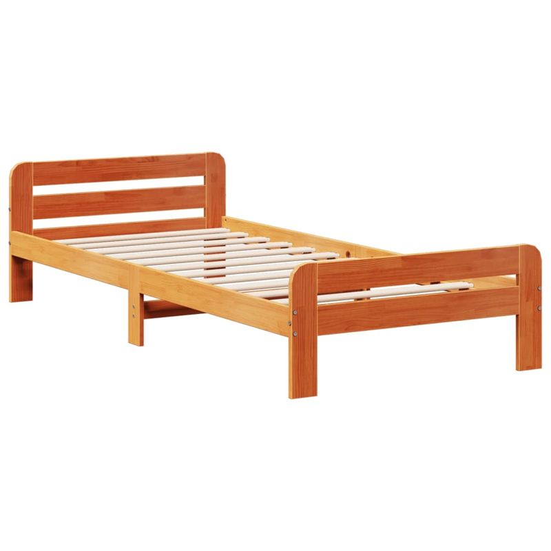 Casa si Gradina - Mobilier - Paturi si accesorii - Paturi - Cadru pat fara saltea, maro ceruit, 75x190 cm, lemn masiv pin - Infinity.ro