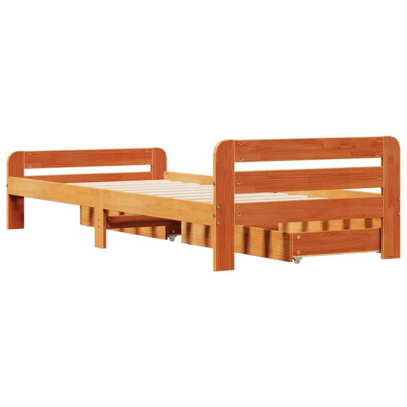 Casa si Gradina - Mobilier - Paturi si accesorii - Paturi - Cadru pat fara saltea, maro ceruit, 75x190 cm, lemn masiv pin - Infinity.ro