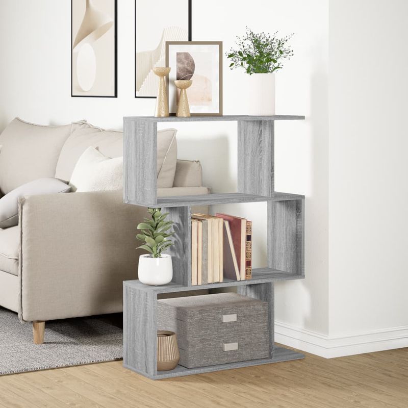 Casa si Gradina - Mobilier - Biblioteci si rafturi - Biblioteci - Biblioteca/separator 3 niveluri sonoma gri 70x24x97 cm lemn - Infinity.ro