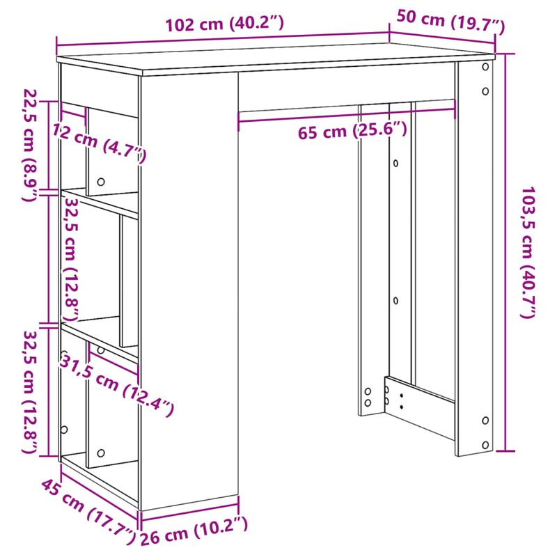 Casa si Gradina - Mobilier - Mese si birouri - Mese bucatarie si dining - Masa bar cu rafturi, lemn vechi, 102x50x103,5 cm lemn prelucrat - Infinity.ro