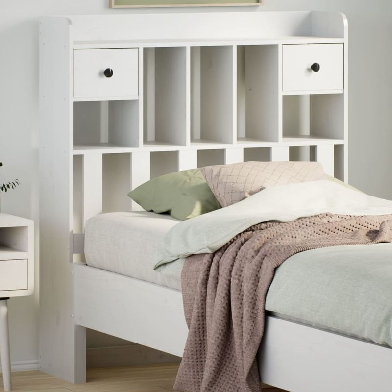 Casa si Gradina - Mobilier - Paturi si accesorii - Accesorii paturi - Tablie de pat cu depozitare alb 75 cm lemn masiv de pin - Infinity.ro