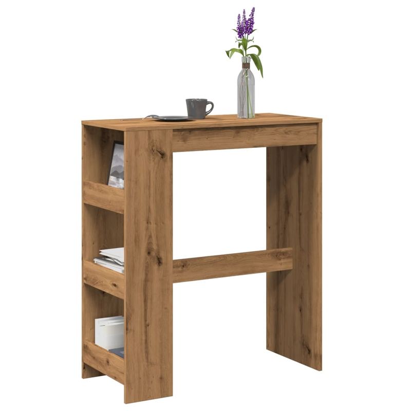 Casa si Gradina - Mobilier - Mese si birouri - Mese bucatarie si dining - Masa bar cu rafturi, stejar artizanal, 90x40x103,5 cm, lemn - Infinity.ro