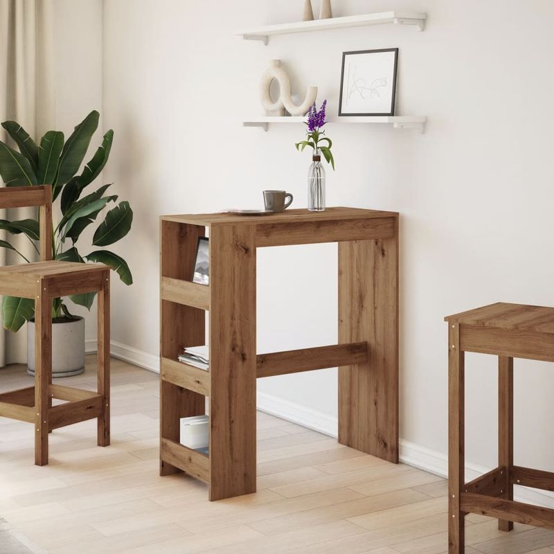 Casa si Gradina - Mobilier - Mese si birouri - Mese bucatarie si dining - Masa bar cu rafturi, stejar artizanal, 90x40x103,5 cm, lemn - Infinity.ro