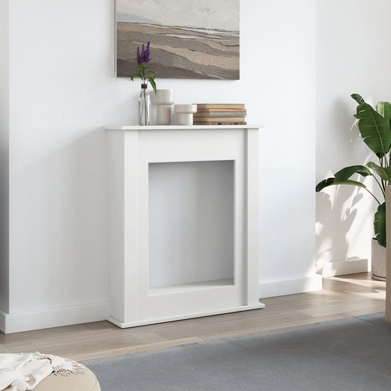 Casa si Gradina - Termice - Sobe, Seminee si accesorii - Accesorii seminee si sobe - Masca de semineu, alb, 75x20x87,5 cm, lemn prelucrat - Infinity.ro