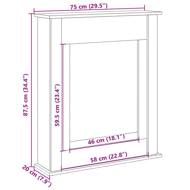 Casa si Gradina - Termice - Sobe, Seminee si accesorii - Accesorii seminee si sobe - Masca de semineu, alb, 75x20x87,5 cm, lemn prelucrat - Infinity.ro
