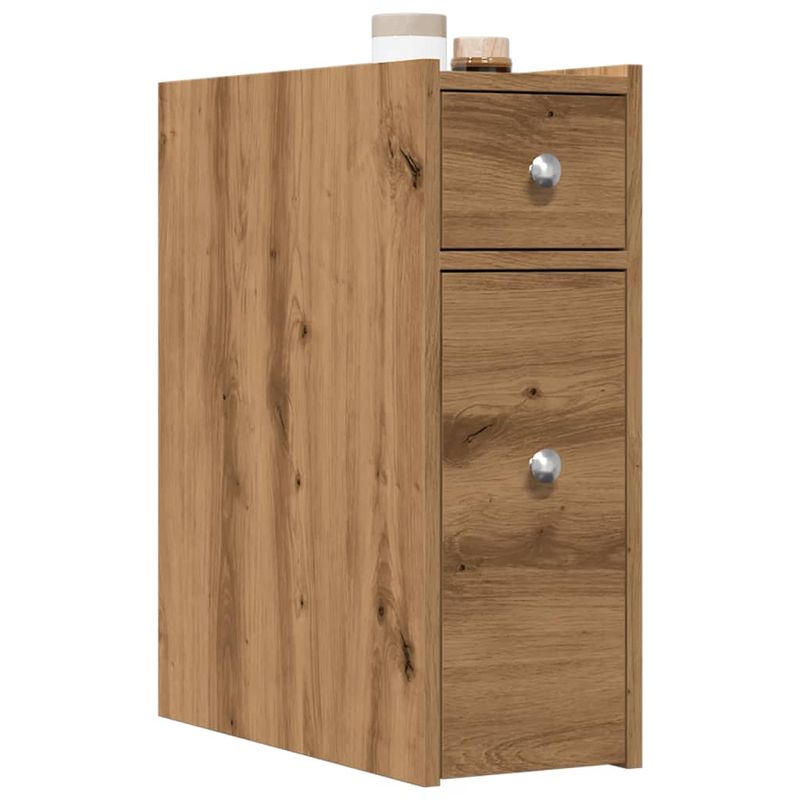Casa si Gradina - Mobilier - Dulapuri si sifoniere - Dulapuri - Dulap de baie ingust cu roti, stejar artizanal, lemn prelucrat - Infinity.ro