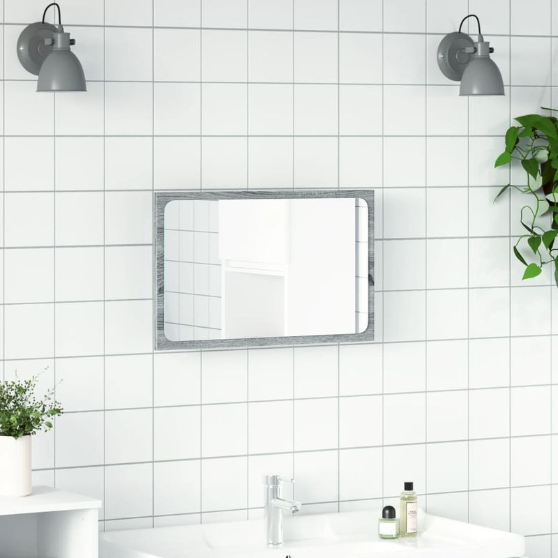 Casa si Gradina - Mobilier - Mobilier baie - Oglinzi baie - Oglinda de baie LED, gri sonoma, 60x8,5x38 cm lemn prelucrat - Infinity.ro