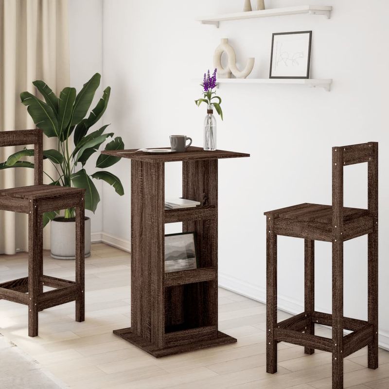 Casa si Gradina - Mobilier - Mese si birouri - Mese bucatarie si dining - Masa bar cu depozitare stejar maro 60x60x102 cm lemn prelucrat - Infinity.ro