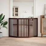 Petshop - Accesorii petshop - Culcusuri si custi - Custi interior si exterior - Poarta pentru caini pliabila 3 panouri maro, 150 cm, lemn plop - Infinity.ro