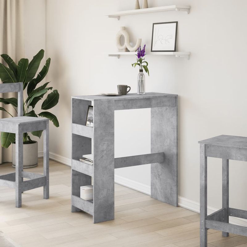Casa si Gradina - Mobilier - Mese si birouri - Mese bucatarie si dining - Masa de bar cu rafturi gri beton 90x40x103,5 cm lemn prelucrat - Infinity.ro