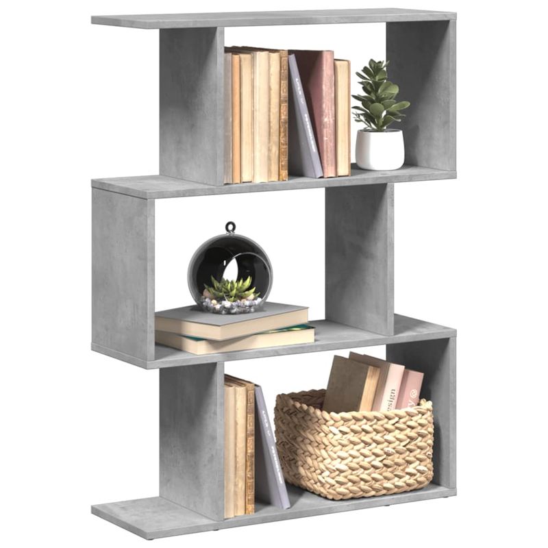 Casa si Gradina - Mobilier - Biblioteci si rafturi - Biblioteci - Biblioteca/separator 3 niveluri gri beton 70x24x97 cm lemn - Infinity.ro