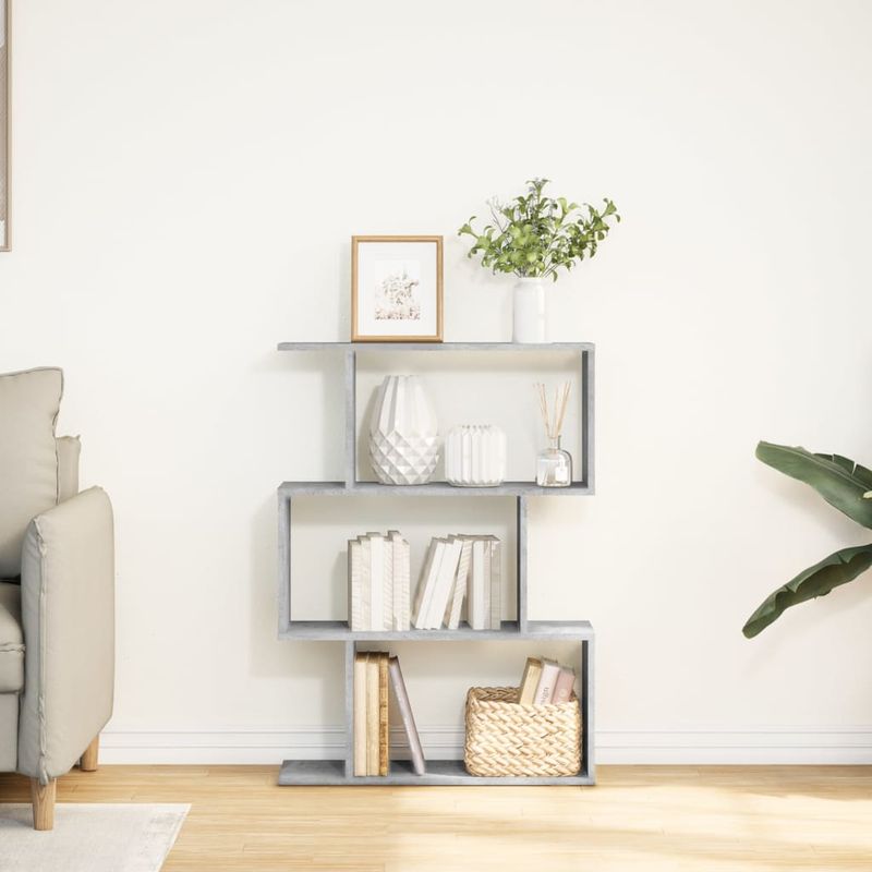 Casa si Gradina - Mobilier - Biblioteci si rafturi - Biblioteci - Biblioteca/separator 3 niveluri gri beton 70x24x97 cm lemn - Infinity.ro
