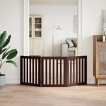 Petshop - Accesorii petshop - Culcusuri si custi - Custi interior si exterior - Poarta pentru caini pliabila 3 panouri maro, 150 cm, lemn plop - Infinity.ro