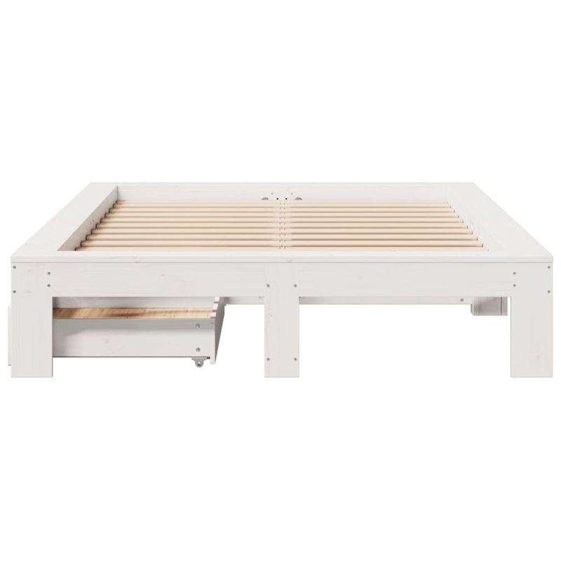 Casa si Gradina - Mobilier - Paturi si accesorii - Paturi - Cadru de pat fara saltea, alb, 120x190 cm, lemn masiv pin - Infinity.ro