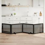 Petshop - Accesorii petshop - Culcusuri si custi - Custi interior si exterior - Poarta caini pliabila cu usa 4 panouri negru, 320 cm, lemn plop - Infinity.ro