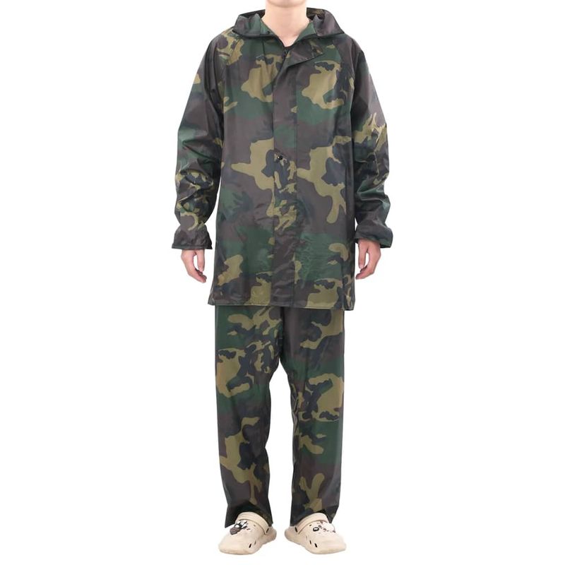 Casa si Gradina - Constructii - Echipamente de lucru - Imbracaminte protectia muncii - Costum de ploaie, 2 piese, cu gluga, imprimeu camuflaj, XXL - Infinity.ro