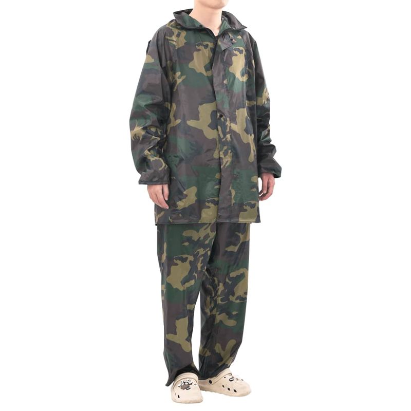 Casa si Gradina - Constructii - Echipamente de lucru - Imbracaminte protectia muncii - Costum de ploaie, 2 piese, cu gluga, imprimeu camuflaj, XXL - Infinity.ro