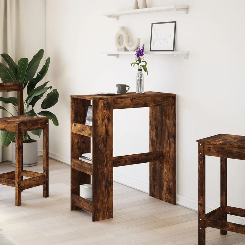 Casa si Gradina - Mobilier - Mese si birouri - Mese bucatarie si dining - Masa de bar cu rafturi, stejar fumuriu, 90x40x103,5 cm, lemn - Infinity.ro