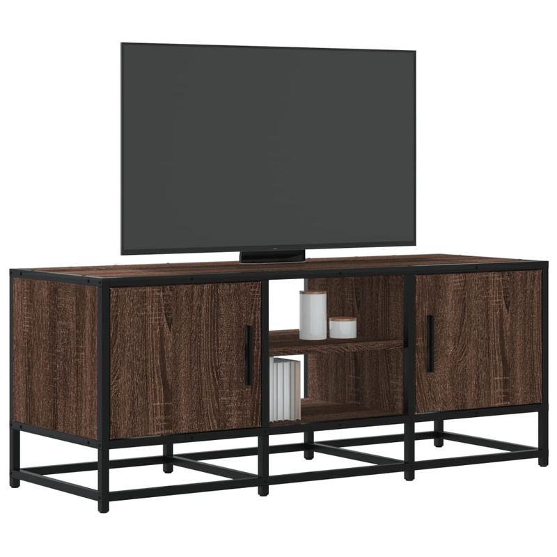 Casa si Gradina - Mobilier - Comode si corpuri - Comode - Dulap TV, stejar maro, 100x35x41 cm, lemn prelucrat si metal - Infinity.ro