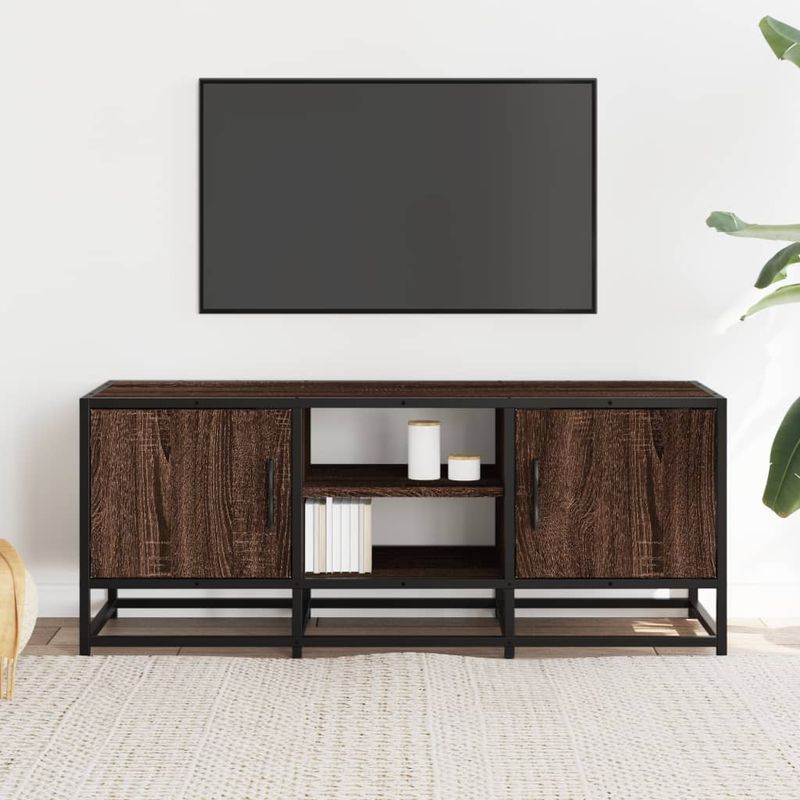 Casa si Gradina - Mobilier - Comode si corpuri - Comode - Dulap TV, stejar maro, 100x35x41 cm, lemn prelucrat si metal - Infinity.ro