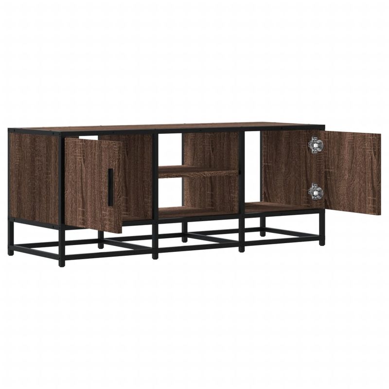Casa si Gradina - Mobilier - Comode si corpuri - Comode - Dulap TV, stejar maro, 100x35x41 cm, lemn prelucrat si metal - Infinity.ro