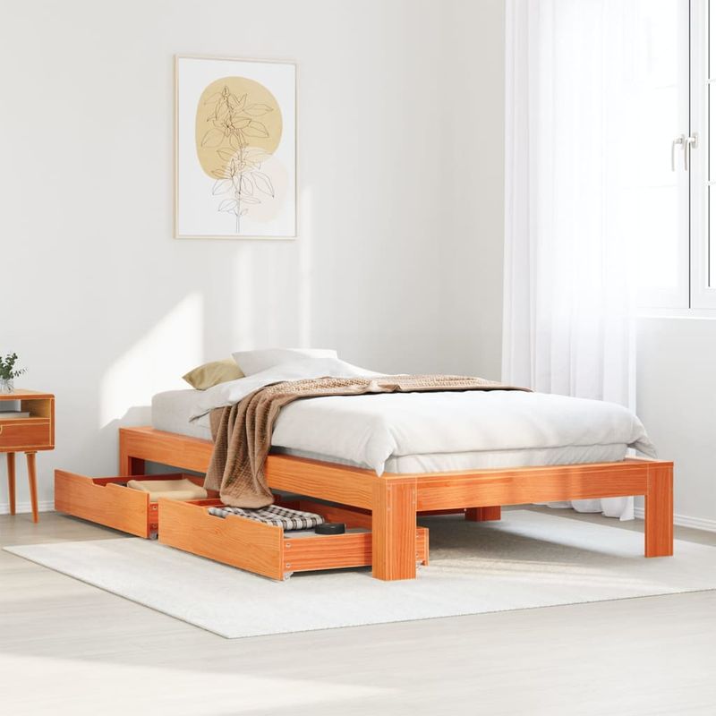 Casa si Gradina - Mobilier - Paturi si accesorii - Paturi - Pat de zi fara saltea, maro ceruit, 90x200 cm, lemn masiv pin - Infinity.ro