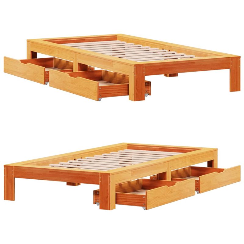 Casa si Gradina - Mobilier - Paturi si accesorii - Paturi - Pat de zi fara saltea, maro ceruit, 90x200 cm, lemn masiv pin - Infinity.ro