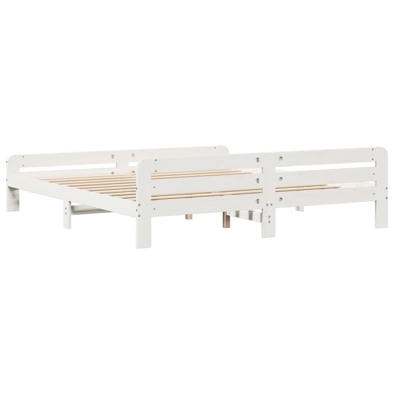 Casa si Gradina - Mobilier - Paturi si accesorii - Paturi - Cadru de pat fara saltea, alb, 200x200 cm, lemn masiv pin - Infinity.ro