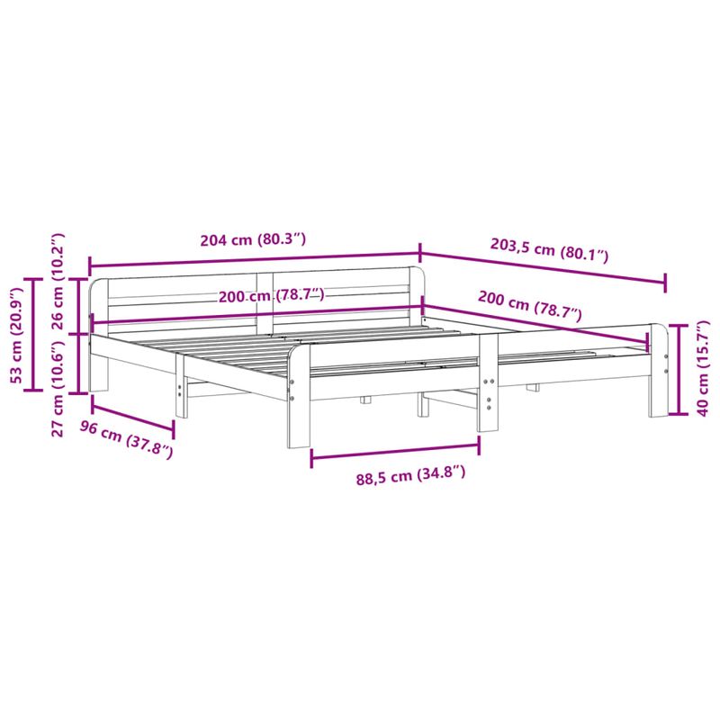 Casa si Gradina - Mobilier - Paturi si accesorii - Paturi - Cadru de pat fara saltea, alb, 200x200 cm, lemn masiv pin - Infinity.ro