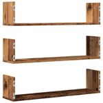 Casa si Gradina - Mobilier - Biblioteci si rafturi - Rafturi - Rafturi perete, 3 buc., lemn vechi, 80x18x18 cm, lemn prelucrat - Infinity.ro