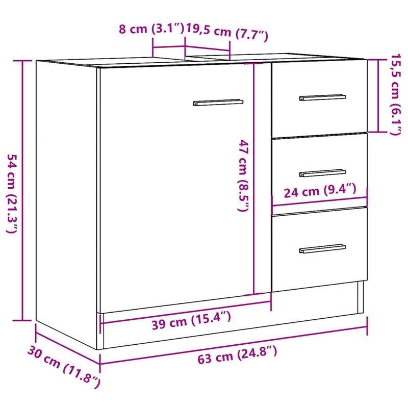 Casa si Gradina - Mobilier - Mobilier baie - Comode baie - Dulap de chiuveta, lemn vechi, 63x30x54 cm, lemn prelucrat - Infinity.ro