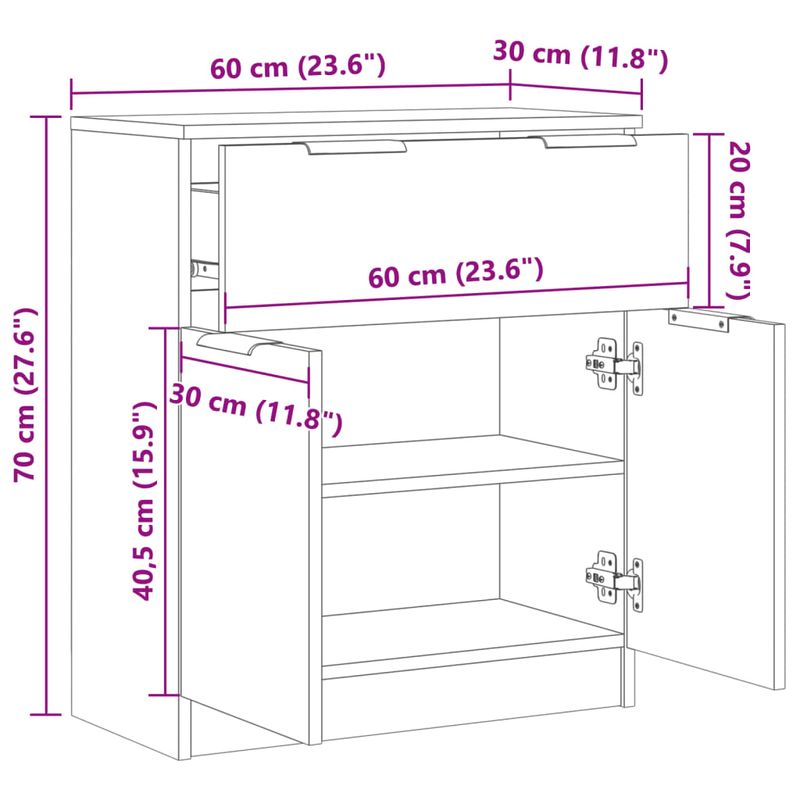 Casa si Gradina - Mobilier - Comode si corpuri - Comode - Dulap, stejar artizanal, 60x30x70 cm, lemn prelucrat - Infinity.ro